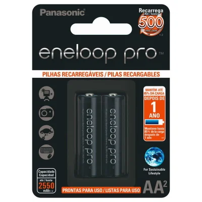Pilha Recarregavel Panasonic Eneloop Pro 2550ma Aa Blister, Com 2 Bk-3hcce/2bb