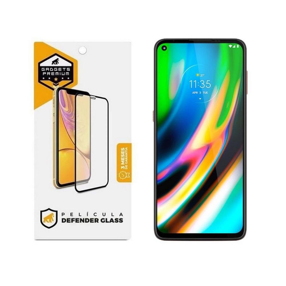 Película Defender Glass Para Motorola Moto G9 Plus - Preta - Gshield Película Defender Glass Para Motorola Moto G9 Plus - Preta - Gshield