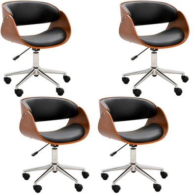 Kit 04 Cadeiras Escritório Office Oga Base Giratória Cromada PU Preta - Gran Belo possui design moderno e único. Este produto possui regulagem de altu