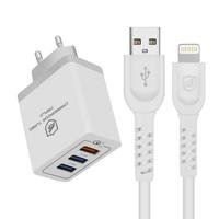 Kit Carregador Turbo Triplo + Cabo Dual Shock Lightning Branco - Gshield