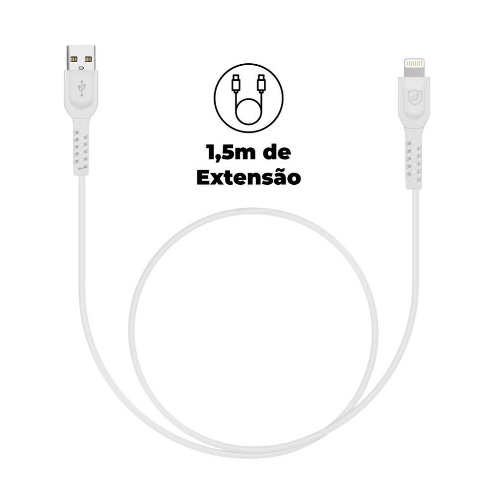 Imagem 5 de 5 do produto Cabo Dual Shock Lightning Branco - 1.2m (mfi Homologado) - Gshield