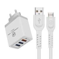 Kit Carregador Turbo Triplo + Cabo Dual Shock Micro Usb V8 Branco - Gshield