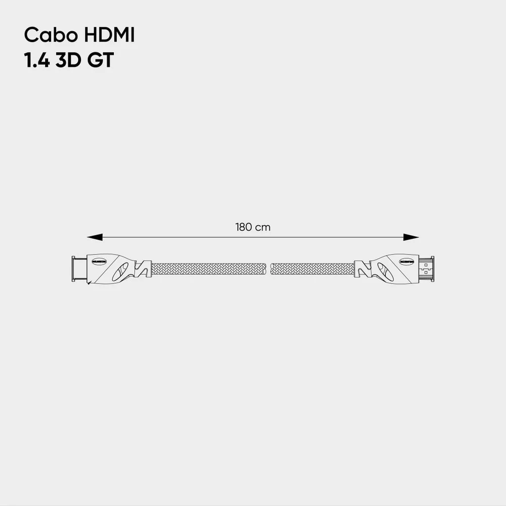 Imagem 2 de 3 do produto Cabo HDMI 1.4 3d 4k Ultra Hd 1.8m | Gt