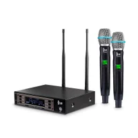 Microfone Duplo Sem Fio Uhf Dylan, 1 Receptor, 2 Antenas, Omnidirecional - D-9000