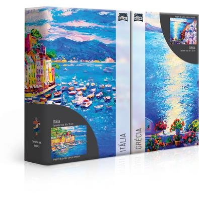 Combo 2x Quebra Cabeça 500 Pcs Litorais Europeus - Grecia E Italia