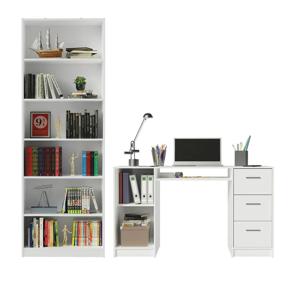 Imagem 3 de 5 do produto Escrivaninha Madesa Alaska + Estante Livreiro 6908, Branco