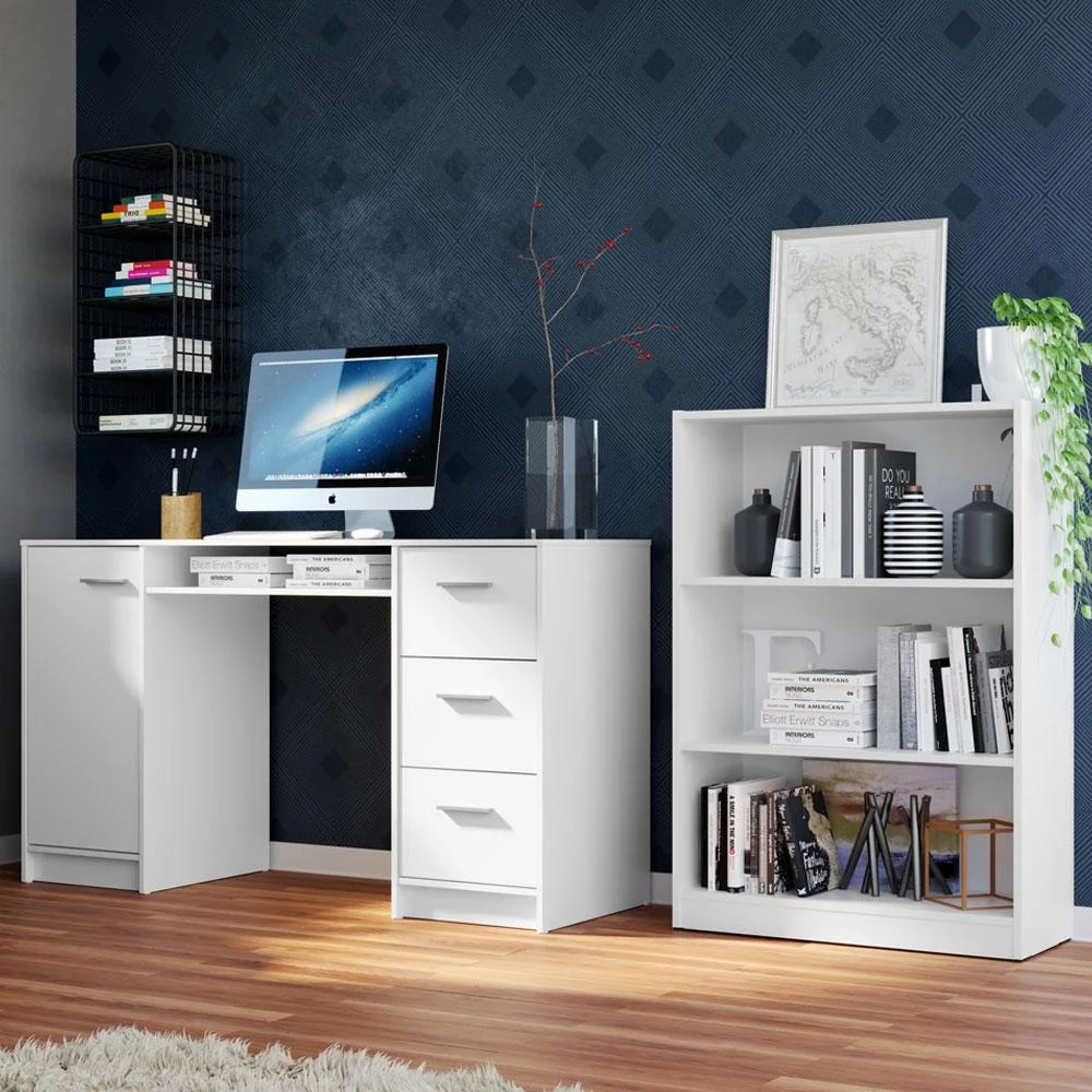 Imagem 2 de 5 do produto Escrivaninha Madesa Alaska + Estante Livreiro 6907, Branco