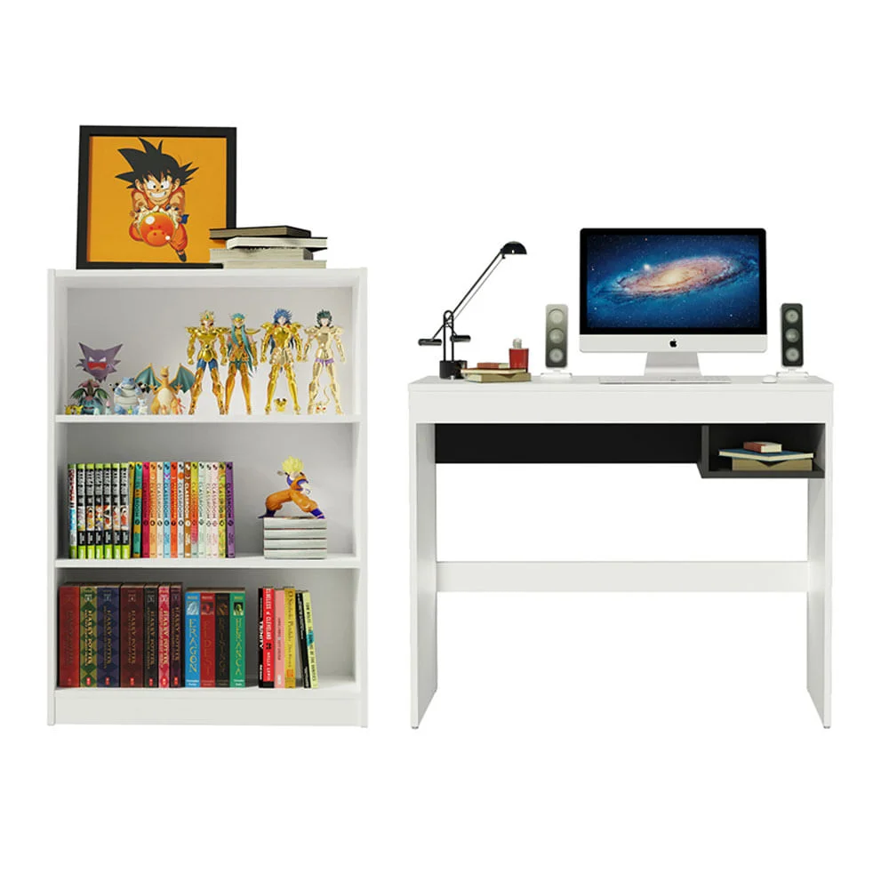 Imagem 2 de 5 do produto Escrivaninha Madesa Rubi + Estante Livreiro 6907 - Cor: branco