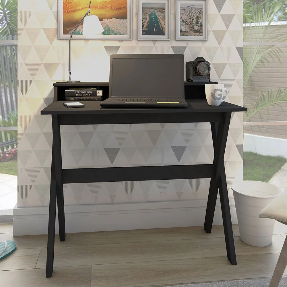 Imagem 2 de 5 do produto Escrivaninha Com 3 Nichos Italia - Artany - Preto