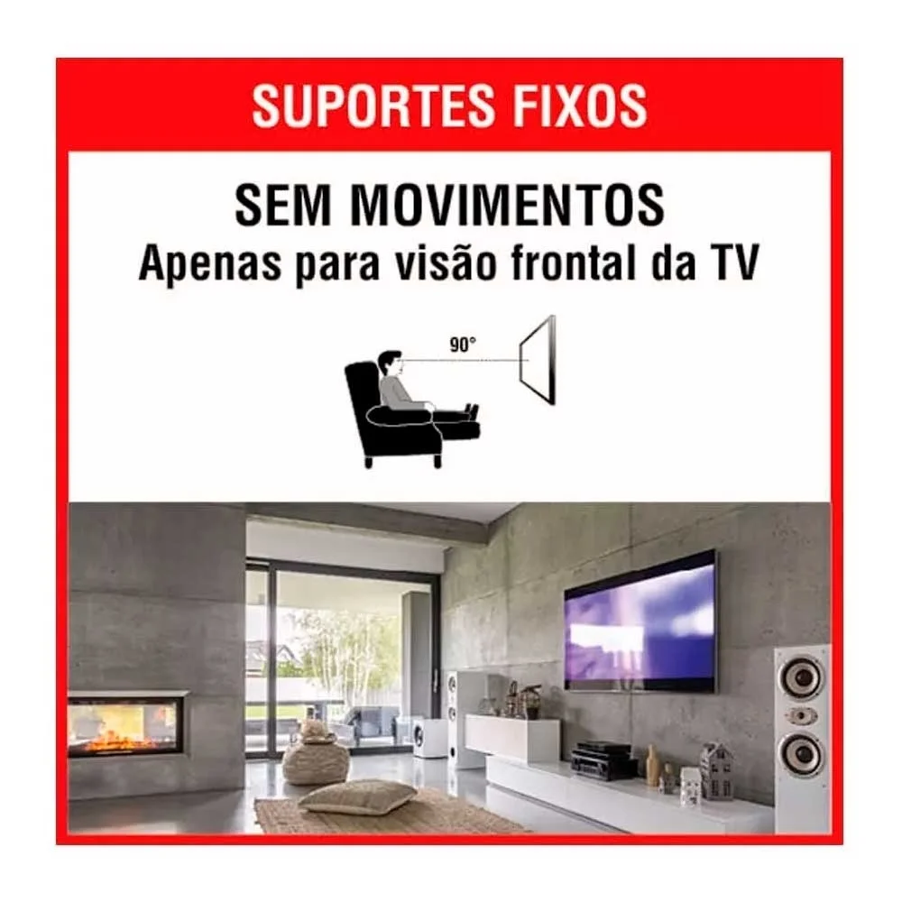 Imagem 2 de 3 do produto Suporte para TV Goldentec Fixo, até 85pol, Preto - 42076