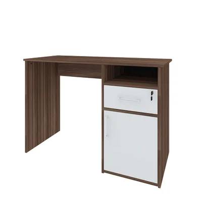 Escrivaninha Com 1 Gaveta E 1 Porta Hall - Artany - Ipe / Branco