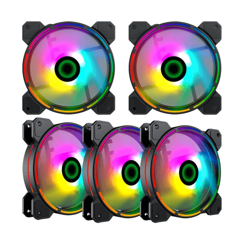Kit Cooler FAN com 5 Unidades Gamemax, ARGB FN12RAINBOWD KaBuM!