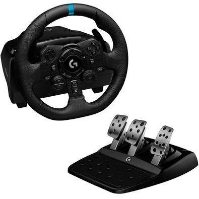 Logitech G 923 Volante e pedais de corrida para PlayStation PS4 e PC,  TRUEFORCE 1000 Hz com Force Feedback, embraiagem dupla, capa de volante em  couro autêntico - preto