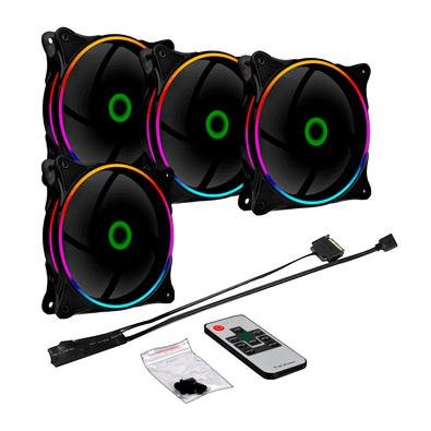 Kit 4 Fan Argb +controladora +controle Remoto Gamemax Mirage