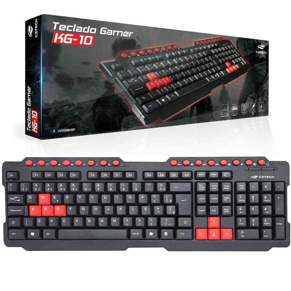 Teclado Gamer C3tech Abnt2 Usb 200ma - Kg-10bk