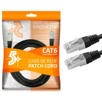Cabo De Rede Ftp (patch Cord) Rj45 Cat 6, Blindado, 5 Metros, Preto, Chip Sce 018-9907