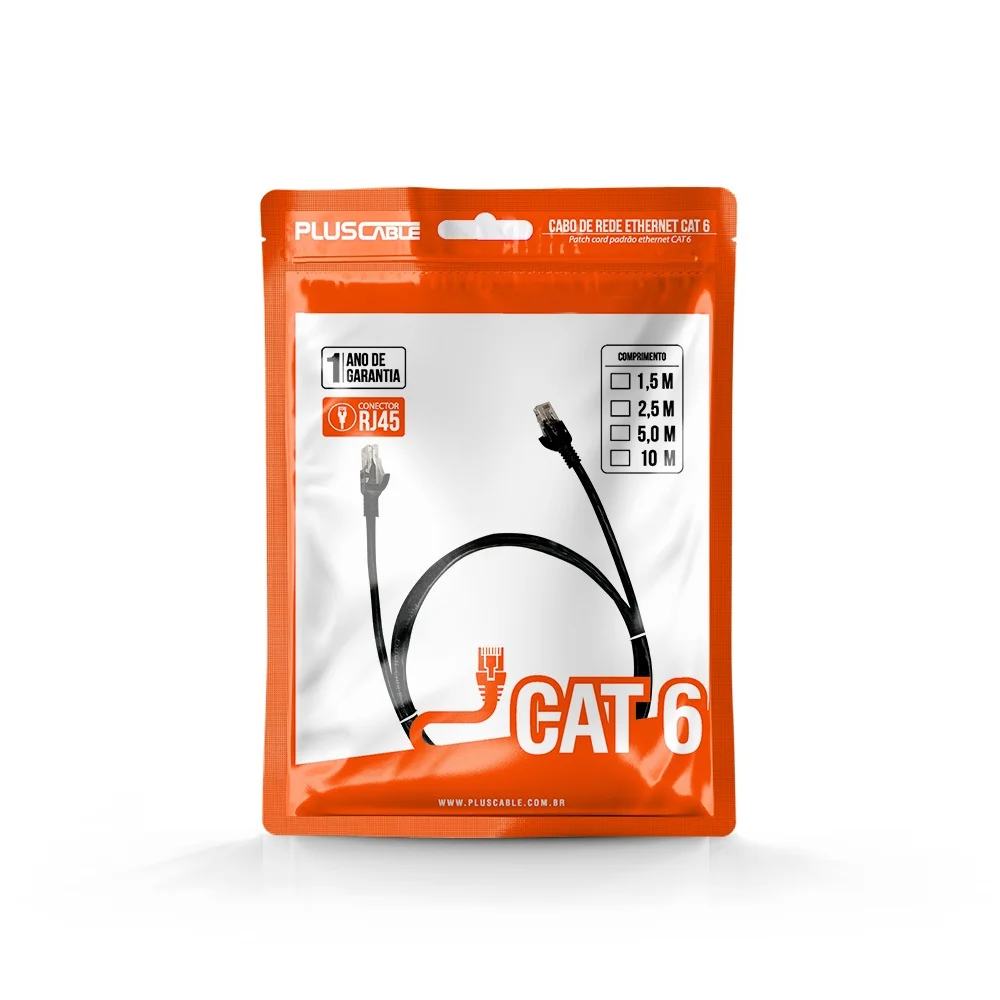 Imagem 2 de 5 do produto Cabo De Rede UTP Plus Cable Patch Cord Rj45, Cat6, 5M - Pc-eth6u50bk