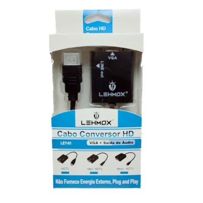 Adaptador cabo conversor hdmi para vga femea c/ audio ley-01 lehmox