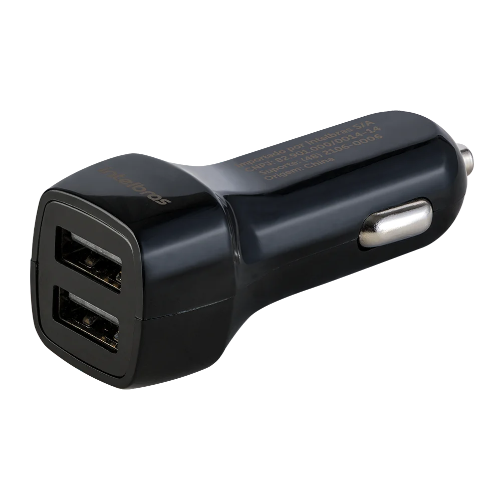 Carregador Veicular Usb - Com 2 Portas Usb - 2.4a - Universal - Intelbras Ecv2 Fast