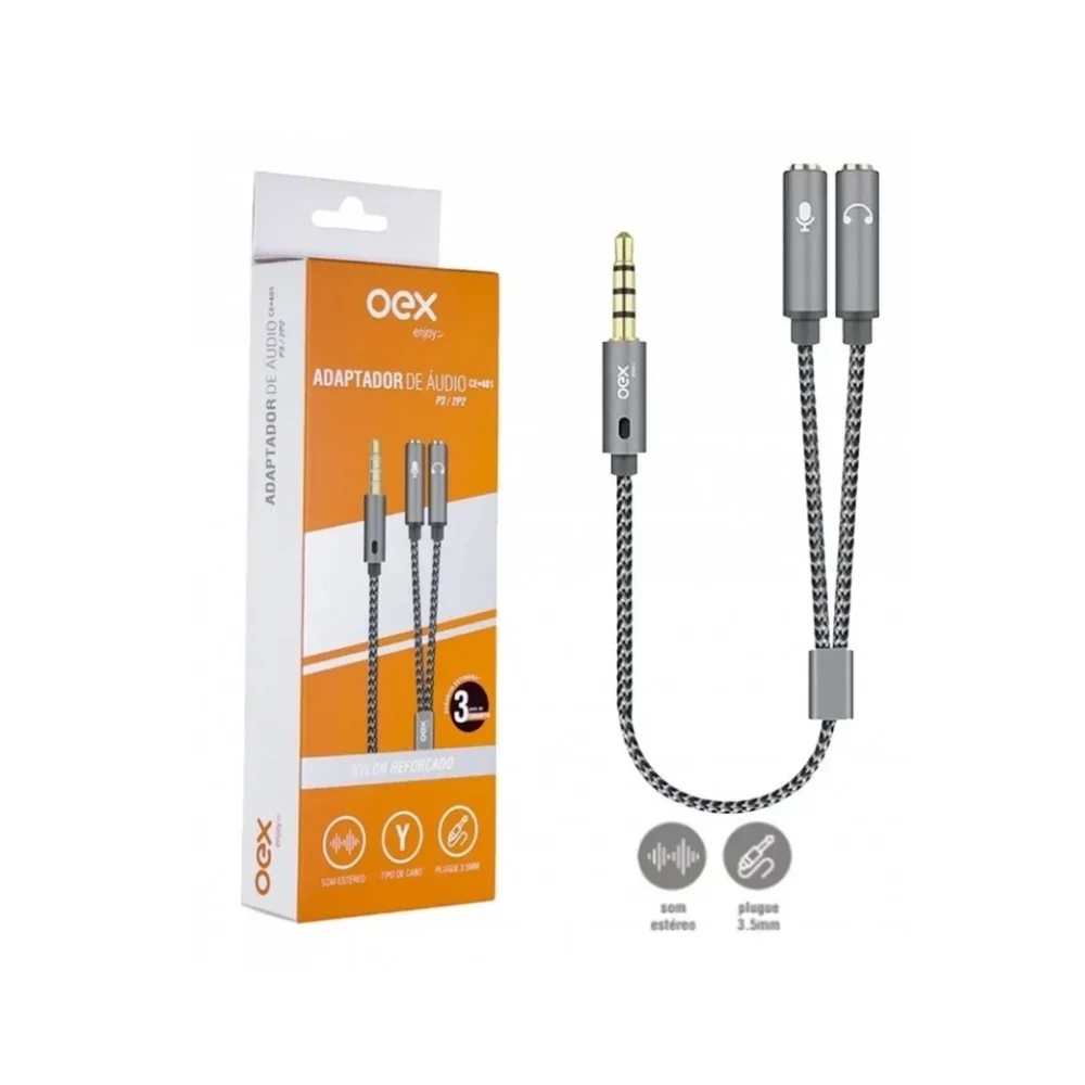 Imagem 3 de 5 do produto Adaptador De Áudio Oex P3/p2 Ce401