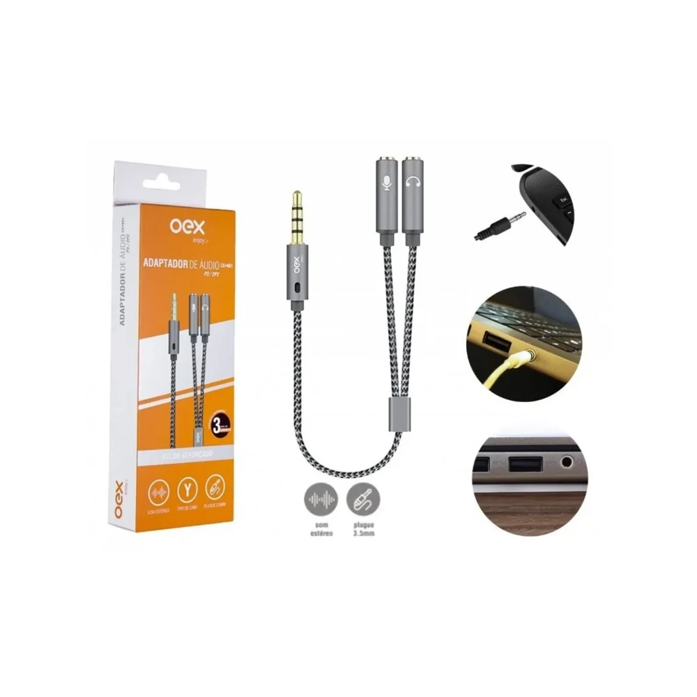Imagem 5 de 5 do produto Adaptador De Áudio Oex P3/p2 Ce401