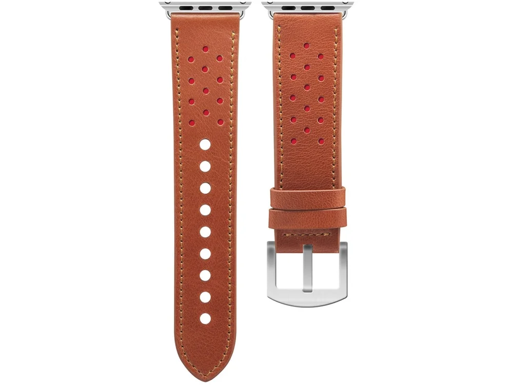 Pulseira Para Apple Watch Premium 38/40mm Geonav Wbl40bn - Couro Caramelo E Vermelho