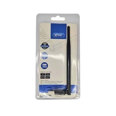 Adaptador USB KNUP Kp-aw156 Wireless 150MB/s, Com Antena Externa Amplificadora De Sinal
