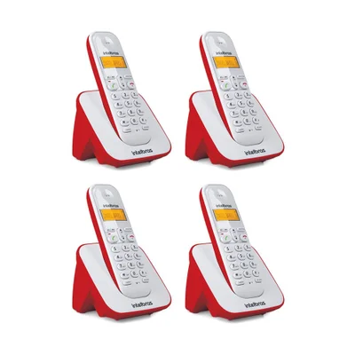Kit Telefone Sem Fio + 3 Ramais Ts 3110 Branco E Vermelho - Intelbras