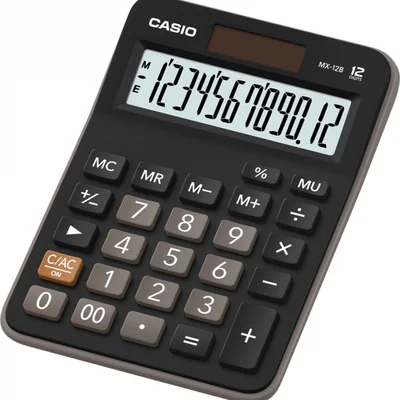 Calculadora De Mesa Casio, 12 Digitos, Mx-12b-s4-dc, Cor:preta