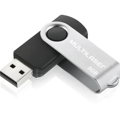 Pen Drive 8GB Multi Twist2 Pd587 USB 2.0 Preto E Prata