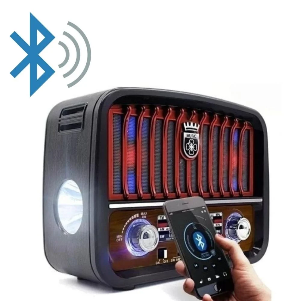 Imagem 2 de 5 do produto Radio Portatil  Retro Bluetooth Am/fm/sw C/ Usb/sd + Nf