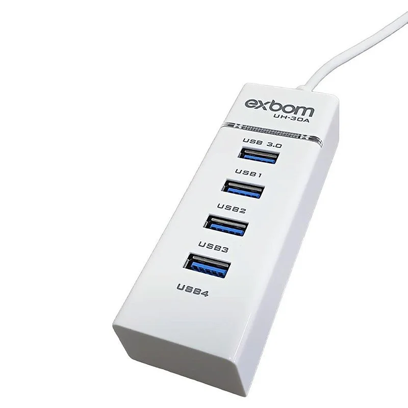 Imagem 4 de 5 do produto HUB USB 3.0 4 Portas, Com LED 5GB/s, Exbom, Branco - Uh-30a