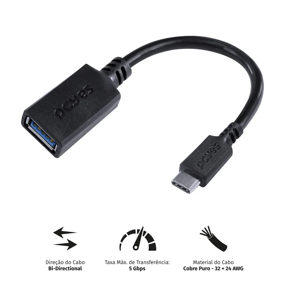 Imagem 3 de 5 do produto Adaptador Usb Macho Para Usb C Fêmea