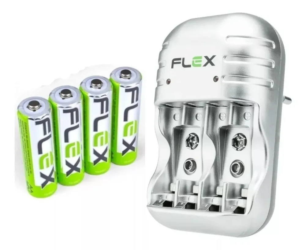Imagem 3 de 5 do produto Carregador De Pilha Flex Para 4 Pilhas A. Stop Com Inmetro