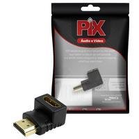 Adaptador HDMI Femea Para HDMI Macho, Pix, 90 Graus 003-8603, Preto