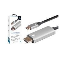 O Cabo adaptador USB-C para HDMI 5 tem 1.8m e é compatível com o padrão HDMI 2.0, suporta resolução 4K UltraHD a 60Hz.