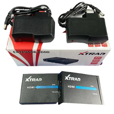 Extensor Hdmi 60 Metros X Rj45 Cat5/ Cat6 3d 1080p Bivolt 2 Fontes Xtrad Xt-60m Xtrad