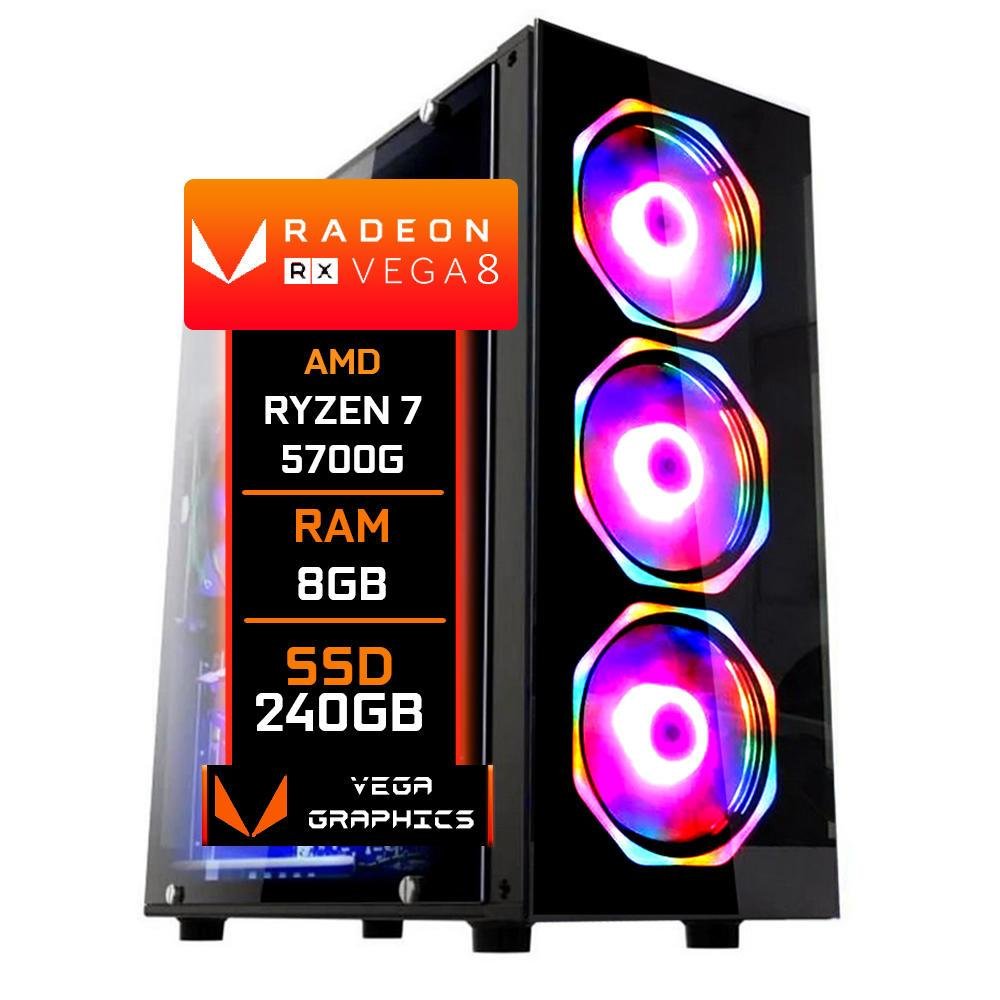 PC Gamer Fácil AMD Ryzen 7 5700G 8GB DDR4 KaBuM