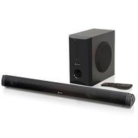 Que tal mergulhar numa experiência cinematográfica incrível para sua TV?• 180W RMS• Subwoofer• Som estéreo 2.1 Canais• Bluetooth• Entrada USB• Conexão