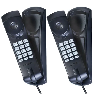 Kit 02 Telefones Com Fio Gôndola Tc 20 Preto Intelbras.
