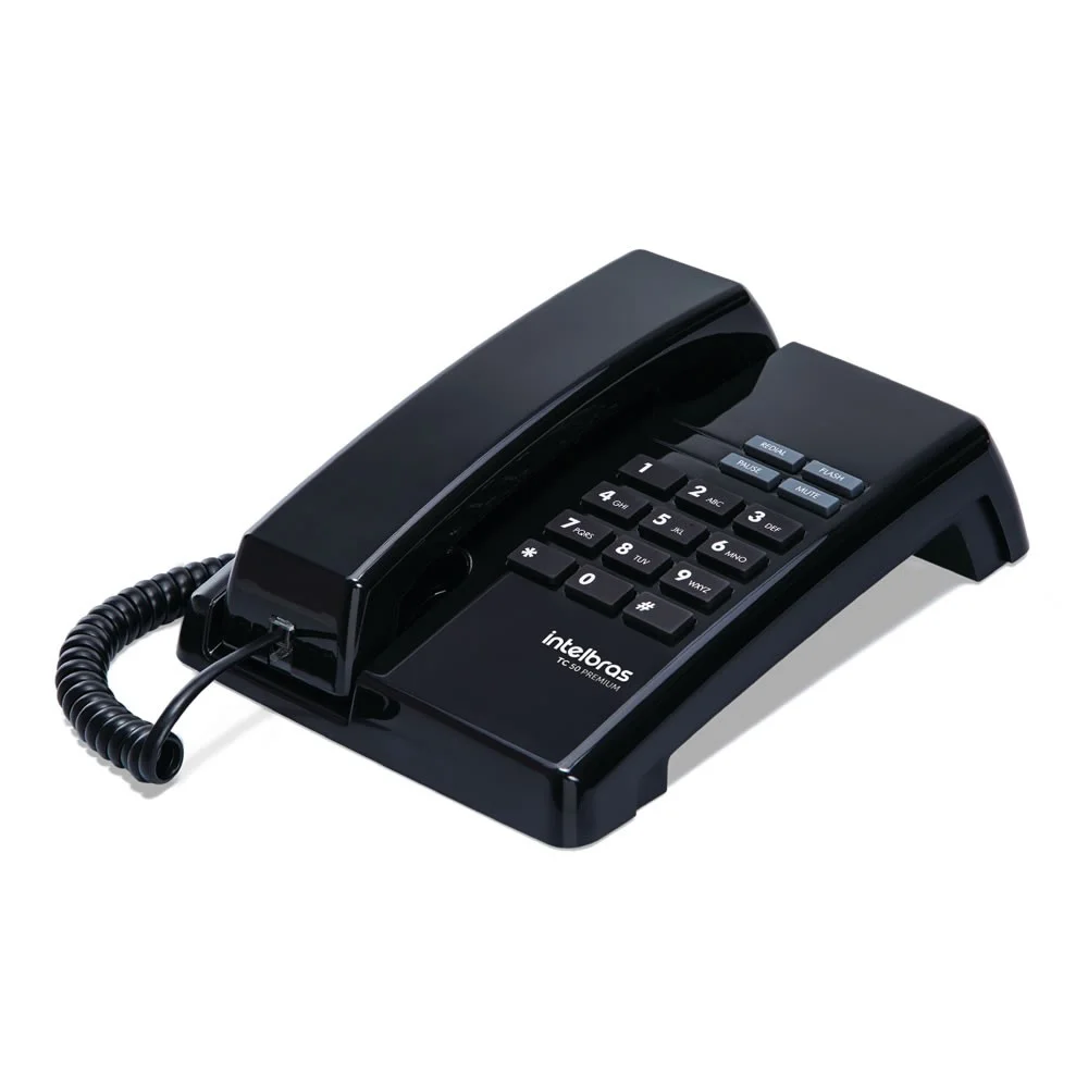 Imagem 2 de 3 do produto Kit 02 Telefones Com Fio Tc 50 Premium Preto Intelbras