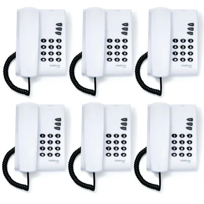 Kit 06 Telefones Com Fio Mesa Ou Parede Pleno Branco Intelbras