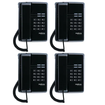Kit 04 Telefones Com Fio Tc 50 Premium Preto Intelbras