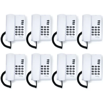 Kit 08 Telefones Com Fio Mesa Ou Parede Pleno Branco Intelbras