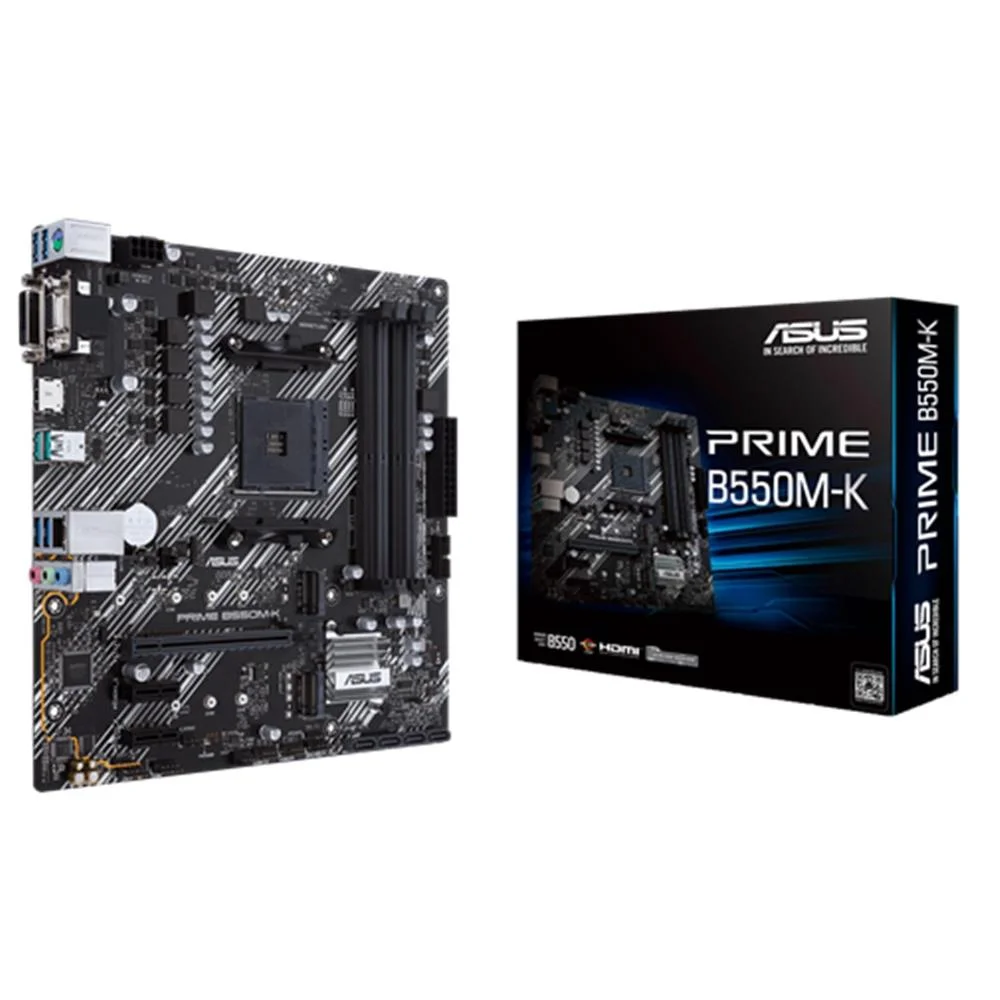 Placa-Mãe Asus Prime B550M-K, AMD AM4, mATX, DDR4, VGA, DVI, HDMI, M2
