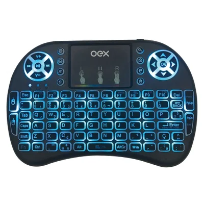 Mini Teclado Wireless Com Touch, Para Smart Tv, Preto, OEX - CK103