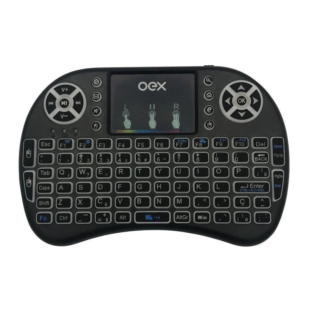 Imagem 2 de 3 do produto Mini Teclado Wireless Com Touch, Para Smart Tv, Preto, OEX - CK103