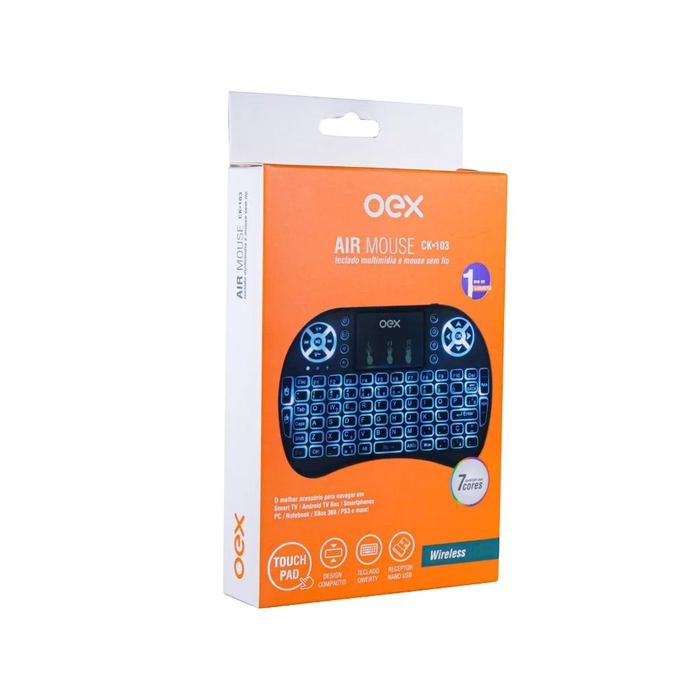 Imagem 3 de 3 do produto Mini Teclado Wireless Com Touch, Para Smart Tv, Preto, OEX - CK103