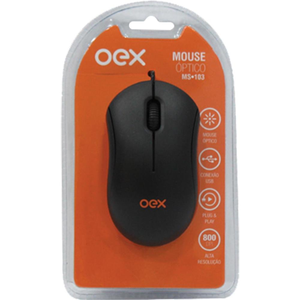 Imagem 2 de 2 do produto Mouse Óptico Oex Com Fio Ms-103 - Preto E Vermelho