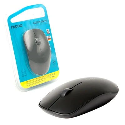 Mouse Sem Fio Rapoo M200 Silent, Bluetooth, 1300 DPI, 2.4GHz, Clique Silencioso, Preto - Ra011